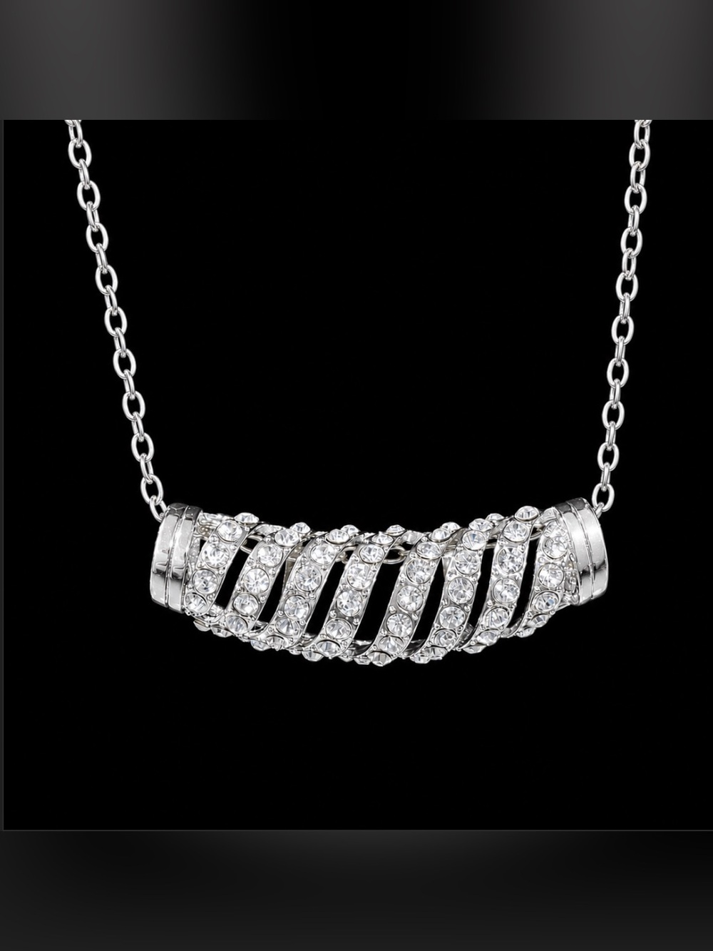 Silvertone CZ Necklace Gorgeous Statement Piece